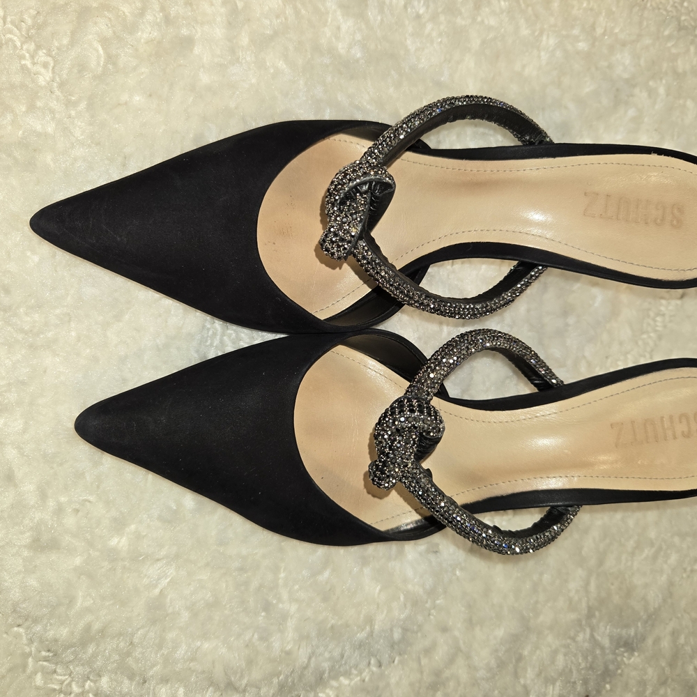 Schutz Black Women's Heels with Glitter Straps